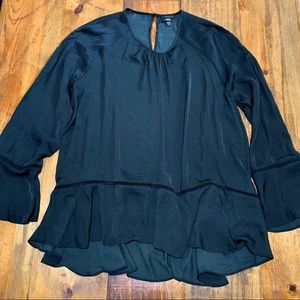 Mossimo Chic Silky Peasant Blouse Black XXL